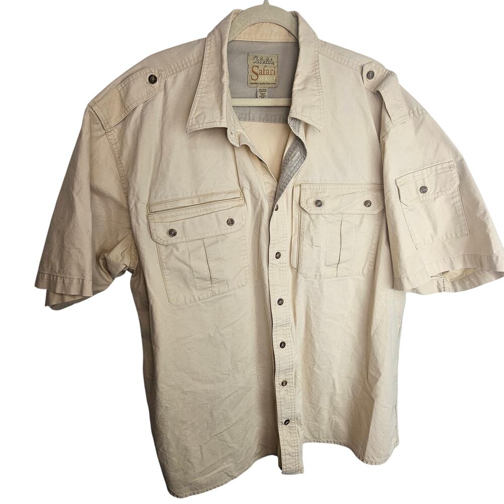 Cabelas Safari Series Mens Heavyweight Canvas Shirt Size 2XLT Outdoor Utility